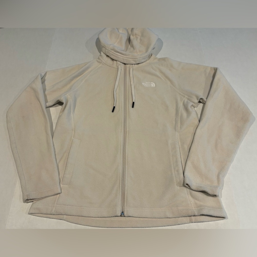 The North Face Women’s Off White Fleece Full Zip Hoodie Sweater Size Medium
